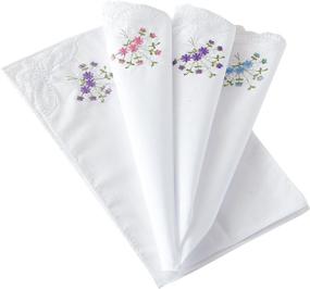 img 2 attached to Elegant Lace Handkerchiefs 🌸 Set: Luxurious Cotton Embroidery for Women