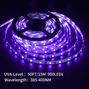 img 3 attached to 🎉 KEYIAOMING 50FT Black Light LED Strip Kit - 900 LEDs, 12V Flexible Blacklights Fixtures for Dark Parties, Stage Lighting, Halloween, Body Paint