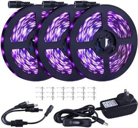 img 4 attached to 🎉 KEYIAOMING 50FT Black Light LED Strip Kit - 900 LEDs, 12V Flexible Blacklights Fixtures for Dark Parties, Stage Lighting, Halloween, Body Paint