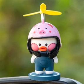 img 3 attached to 🚗 РОЗОВАЯ УТКА свинья игрушечная машина приборной панели заднего вида украшения утка на пропеллере автомобильные орнаменты с шлемом для взрослых, детей, женщин, мужчин