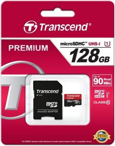 img 1 attached to Transcend 128GB MicroSDXC Class10 UHS-1 карта памяти: высокоскоростное, надежное хранилище (TS128GUSDU1)