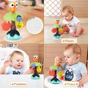img 2 attached to 🦉 HISTOYE Owl High Chair Toys with Suction Cups for Babies 6 to 12 Months - Developmental Baby Tray Rattles Toy for Infants and Toddlers - 6, 9, 12 Months and Up - Ideal Gifts for 1-2 Year Old Girls and Boys