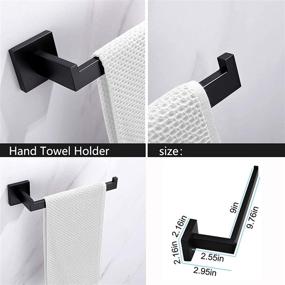 img 1 attached to Ralbay Bath Towel Bar Set - Stylish Matte Black Stainless Steel Bathroom Hardware Accessories: Wall Mounted Towel Bar, 5-Piece Set