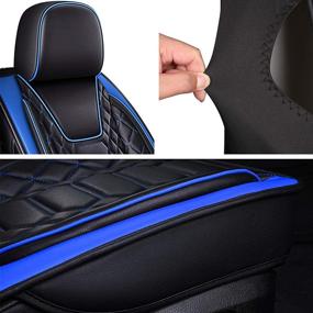 img 2 attached to 🚘 FREESOO Car Seat Covers: Front-Only Leather Protectors with Full Coverage, Airbag Compatible - Universal Fit for Cars, SUVs, Sedans, Trucks, Vans - Black Blue (8-2PCS)