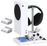 🌀 enhanced vertical cooling fan stand for xbox series s - dual controller charging dock and rechargeable battery pack included - white logo