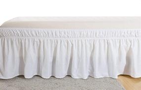 img 1 attached to 🛏️ COTTINGOS Full Size 18" Drop White Wrap Around Bed Skirt - Elastic Dust Ruffle for Easy Fit