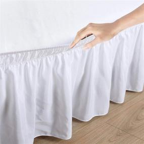 img 2 attached to 🛏️ COTTINGOS Full Size 18" Drop White Wrap Around Bed Skirt - Elastic Dust Ruffle for Easy Fit