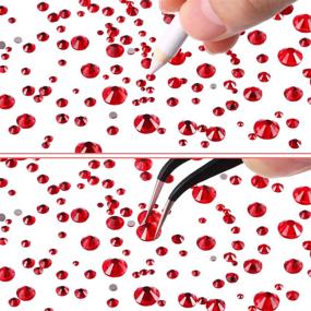 img 1 attached to 💎 2000pcs Flat Back Gems, Round Crystal Rhinestones in 6 Sizes (1.5-6 mm), with Pick Up Tweezer and Picking Pen – Ideal for Crafts, Nail Art, Face Painting, Clothing, Footwear, Handbags – DIY Accessories (Red)