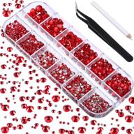 💎 2000pcs flat back gems, round crystal rhinestones in 6 sizes (1.5-6 mm), with pick up tweezer and picking pen – ideal for crafts, nail art, face painting, clothing, footwear, handbags – diy accessories (red) logo