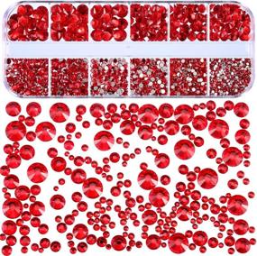 img 2 attached to 💎 2000pcs Flat Back Gems, Round Crystal Rhinestones in 6 Sizes (1.5-6 mm), with Pick Up Tweezer and Picking Pen – Ideal for Crafts, Nail Art, Face Painting, Clothing, Footwear, Handbags – DIY Accessories (Red)