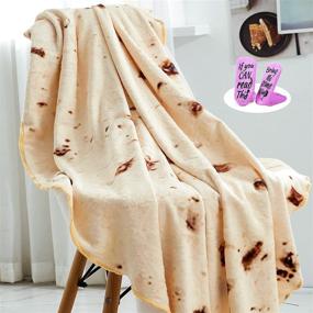 img 3 attached to 🌯 Giant Flour Tortilla Blanket: Soft and Comfy Taco Novelty Throw for Adults and Kids - Double Sided Flannel Burrito Blanket (71)