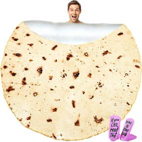 img 4 attached to 🌯 Giant Flour Tortilla Blanket: Soft and Comfy Taco Novelty Throw for Adults and Kids - Double Sided Flannel Burrito Blanket (71)