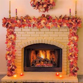 img 2 attached to 🍁 Thanksgiving Garland - Set of 2, 5.9 Feet per Piece - Autumn Maple Leaf Home Mantle Fall Garland Decor - Indoor Artificial Fall Leaves Garland for Thanksgiving Decorations