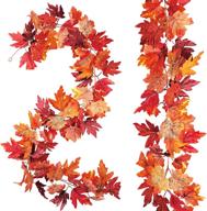 🍁 thanksgiving garland - set of 2, 5.9 feet per piece - autumn maple leaf home mantle fall garland decor - indoor artificial fall leaves garland for thanksgiving decorations logo