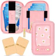 📱 fyy stick on card holder with zipper closure for iphone/samsung - pink logo