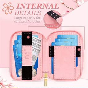 img 3 attached to 📱 FYY Stick on Card Holder with Zipper Closure for iPhone/Samsung - Pink