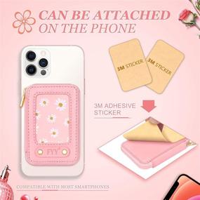 img 2 attached to 📱 FYY Stick on Card Holder with Zipper Closure for iPhone/Samsung - Pink