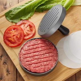 img 1 attached to 🍔 Aluminum Pure Grill Burger Press with 100 Wax Papers - Enhance Your BBQ Experience with Perfectly Grilled Hamburger Patties