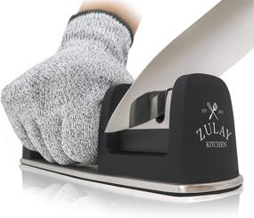 img 4 attached to 🔪 Zulay Kitchen Knife Sharpener & Cut-Resistant Glove: Restore, Polish & Repair Blades Easily with 2-Stage Sharpening Tool - Ideal for Dull Steel, Paring, Chefs, and Pocket Knives - Stainless Steel & Tungsten