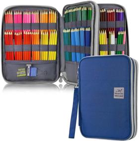 img 4 attached to 🎨 YOUSHARES 192 Slot Colored Pencil Case in Blue: Large Capacity Pen Organizer Bag for Prismacolor Watercolor Coloring Pencils, Gel Pens & Markers - Ideal for Students & Artists