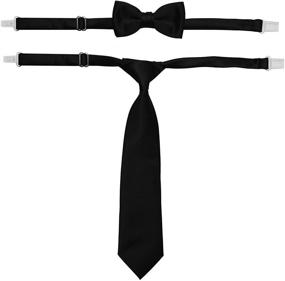 img 4 attached to Solid Satin Pre Tied Necktie TieSet1 Boys' Accessories