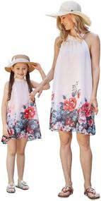 img 4 attached to 👗 Trendy Sleeveless Printed Dresses for Girls - PopReal Matching Clothing Collection