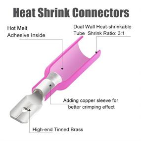 img 2 attached to 100PCS AIRIC Heat Shrink Male Spade Connectors: Waterproof Terminals for 22-16AWG Electrical Wires