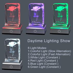 img 2 attached to Hochance 3D Rose Crystal with LED Colourful Light Base: Perfect Christmas Gifts for Girlfriend, Wife, Mom, and Women- Birthday Presents Lamp, Thanksgiving Anniversary Night Light