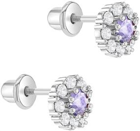 img 3 attached to 💎 Delicate Rhodium Plated CZ Flower Screw Back Earrings for Little Girls - Formal Wear Jewelry Collection