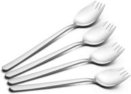 yfwood sporks: 4-pack stainless steel flatware set for desserts, ice cream, and salads - ideal for household or camping use logo