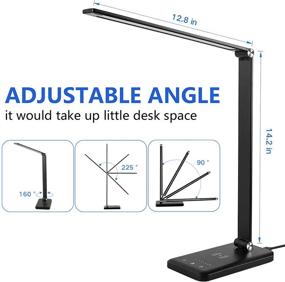 img 1 attached to Black LED Desk Lamp with USB Charging Port, Wireless Charger, Touch Control, 5 Lighting Modes, 5 Brightness Levels, 30/60 Min Auto Timer, Eye-Friendly Modern Desk Lamps for Home Office