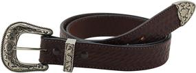 img 2 attached to Brown Leather Basket Weave Western Men's Accessories