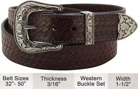 img 3 attached to Brown Leather Basket Weave Western Men's Accessories