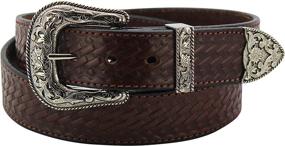 img 4 attached to Brown Leather Basket Weave Western Men's Accessories