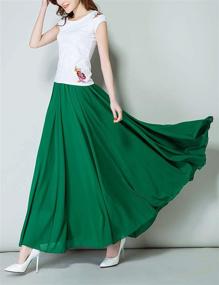 img 3 attached to 👗 Joukavor Flowy Pleated Chiffon Maxi Skirt for Women - Casual Long Skirt