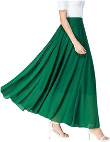 img 4 attached to 👗 Joukavor Flowy Pleated Chiffon Maxi Skirt for Women - Casual Long Skirt