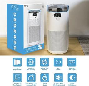 img 3 attached to ✨ ONE Products Hepa Air Purifier with UV Light Sanitizer - Small to Large Room Coverage, 99.99% Germs & Bacteria Elimination, Allergen, Pollen, Smoke, Dust, Pet Dander Remover - Compatible with Alexa, Google, Athena(OSAP02)