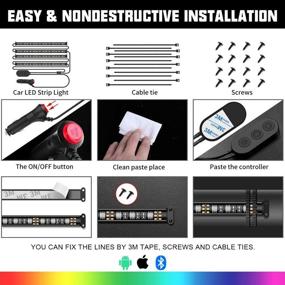 img 1 attached to 🚗 SUNPIE Car Interior Lights: Waterproof LED Strip Lights with App and Remote Control, Sync to Music - 48 LED Chip 8.8ft Length for Indoor Atmosphere Lighting, DC 12V Car Charger Included