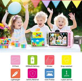 img 3 attached to Popular Children's Birthday Gifts - Coolwill Kids Camera for 3-12 Year Old Girls & Boys, 12MP Video Camera with 3.5 inch 1080P FHD Large Screen, 8X Digital Zoom, and 32G TF Card Included