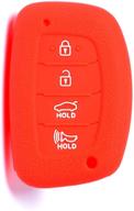 🔑 velsman 4-buttons smart key fob silicone case cover: ultimate protection for hyundai elantra sonata tucson i40 ix35 i45 - wrist strap included (red) logo