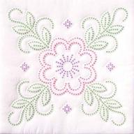 🌸 jack dempsey needle art 73297 xx floral design 6-quilt block: stunning 18x18 white fabric craft! logo