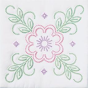 img 1 attached to 🌸 Jack Dempsey Needle Art 73297 XX Floral Design 6-Quilt Block: Stunning 18x18 White Fabric Craft!