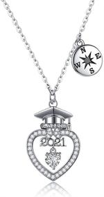 img 4 attached to Necklace Compass White Gold Friendship Necklaces