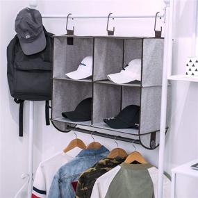 img 1 attached to 👗 Maximize Your Closet Space with StorageWorks Hanging Closet Organizer - Garment Rod & 4 Section Shelves for Efficient Storage, Mixing Brown and Gray Fabric, 24”W x 12”D x 19”H