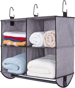 img 4 attached to 👗 Maximize Your Closet Space with StorageWorks Hanging Closet Organizer - Garment Rod & 4 Section Shelves for Efficient Storage, Mixing Brown and Gray Fabric, 24”W x 12”D x 19”H