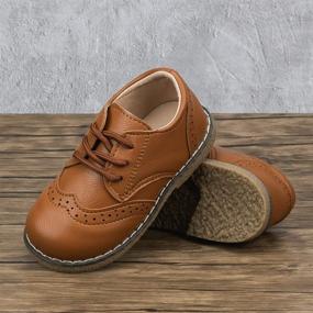 img 2 attached to KIDSUN Toddler Lace Up Oxford Uniform Boys' Shoes : Oxfords