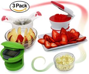 img 3 attached to 🍓 Efficient 3-in-1 Kitchen Tool Bundle: Strawberry & Apple Slicer, Garlic Press & Thin Slicer - 16 Slices with Ease!