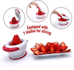 img 1 attached to 🍓 Efficient 3-in-1 Kitchen Tool Bundle: Strawberry & Apple Slicer, Garlic Press & Thin Slicer - 16 Slices with Ease!