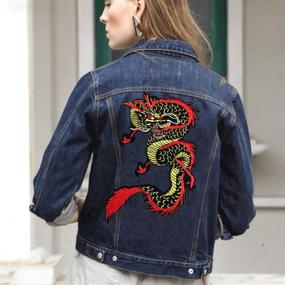 img 3 attached to 🐉 Red Gold Chinese Dragon Embroidered Applique Patch - DIY Iron On or Sew On for Costumes, Jeans, Jackets, Clothing, Bags