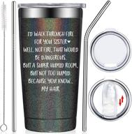 🎁 fufendio sister gifts from sister - like sisters in law funny christmas valentines secret birthday gifts: tumbler cup with straw for soul little big sister, women & best friend from brother логотип